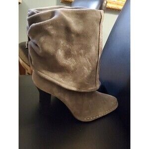 Hot In Hollywood Slouch Boots High Heel Grey Suede Slouchy Womens Size 8 M shoes